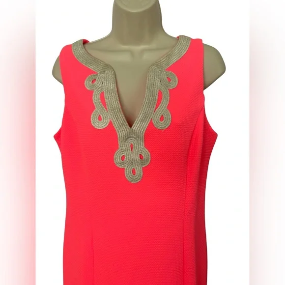 Vince Camuto Neon Pink Dress with Gold Detailing - Picture 4 of 8